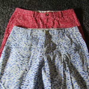 Vineyard Vines Pants Mens 35X32 Breaker Lot Of 2 Fish All Over Print AOP Casual
